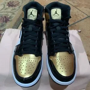 Jordan I High G Men\'s Golf Shoe “Patent Leather” Nike Air Jordan 1 High Golf Gold Toe Men main image 4